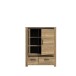 Stauraumvitrine >SAN CAYETANO< 2 Türen, 2 Schübe, Mauvella Eiche - 111,7x143,7x42,2cm (B/H/T)