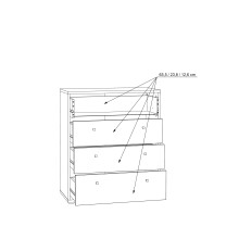 Kommode >TEMPRA2< 4 Schubladen, Artisan Eiche Dekor - 73,7x85,5x34,8cm (BxHxT)