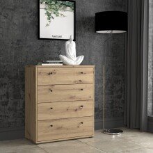 Kommode >TEMPRA2< 4 Schubladen, Artisan Eiche Dekor - 73,7x85,5x34,8cm (BxHxT)