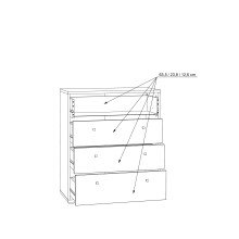 Kommode >TEMPRA2< 4 Schubladen, Artisan Eiche Dekor - 73,7x85,5x34,8cm (BxHxT)