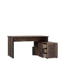 Eckschreibtisch >Tempra 2< 3 Schübe, Old – Wood Vintage / Schwarz - 120,6x74,9x151,4cm (B/H/T)
