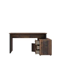 Eckschreibtisch >Tempra 2< 3 Schübe, Old – Wood Vintage / Schwarz - 120,6x74,9x151,4cm (B/H/T)