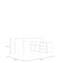 Eckschreibtisch >Tempra 2< 3 Schübe, Old – Wood Vintage / Schwarz - 120,6x74,9x151,4cm (B/H/T)