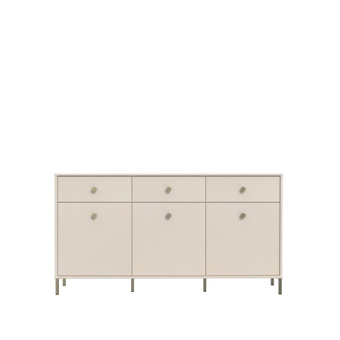 Sideboard >SALVATRICE< 3 Türen, 3 Schübe, in sand - 168,4x89,6x41,5cm (B/H/T)