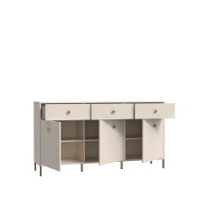 Sideboard >SALVATRICE< 3 Türen, 3 Schübe, in sand - 168,4x89,6x41,5cm (B/H/T)