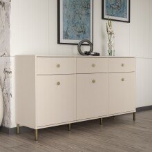 Sideboard >SALVATRICE< 3 Türen, 3 Schübe, in sand - 168,4x89,6x41,5cm (B/H/T)