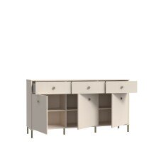 Sideboard >SALVATRICE< 3 Türen, 3 Schübe, in sand - 168,4x89,6x41,5cm (B/H/T)