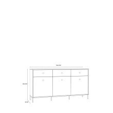 Sideboard >SALVATRICE< 3 Türen, 3 Schübe, in sand - 168,4x89,6x41,5cm (B/H/T)