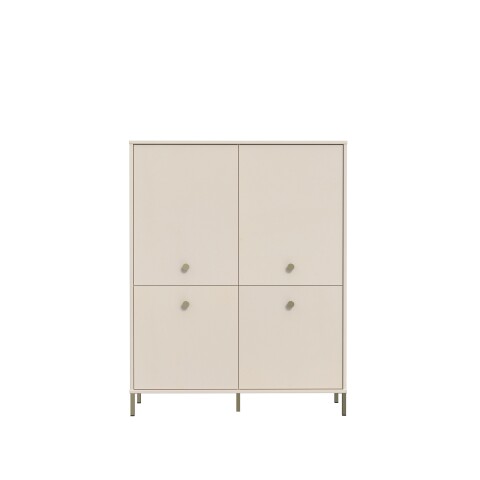 Highboard >SALVATRICE< 4 Türen, 8 Fächer, in sand - 113,7x144x41,5cm (B/H/T)