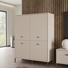 Highboard >SALVATRICE< 4 Türen, 8 Fächer, in sand - 113,7x144x41,5cm (B/H/T)