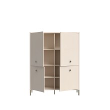 Highboard >SALVATRICE< 4 Türen, 8 Fächer, in sand - 113,7x144x41,5cm (B/H/T)