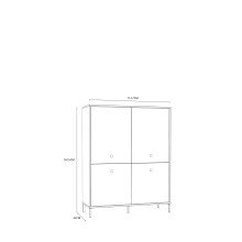 Highboard >SALVATRICE< 4 Türen, 8 Fächer, in sand - 113,7x144x41,5cm (B/H/T)