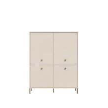 Highboard >SALVATRICE< 4 Türen, 8 Fächer, in sand - 113,7x144x41,5cm (B/H/T)