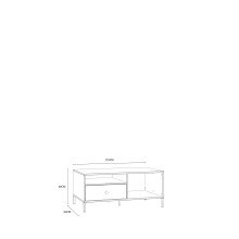 Couchtisch >SALVATRICE< 2 Schübe, 2 Fächer, in sand - 110x48x60cm (B/H/T)