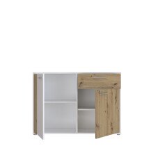 Sideboard >CARDIGAN< 2 Türen, 1 Schub, Weiss / Artisan Eiche - 115,8x82,3x34,3cm (BxHxT)