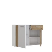 Sideboard >CARDIGAN< 2 Türen, 1 Schub, Weiss / Artisan Eiche - 115,8x82,3x34,3cm (BxHxT)