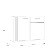Sideboard >CARDIGAN< 2 Türen, 1 Schub, Weiss / Artisan Eiche - 115,8x82,3x34,3cm (BxHxT)