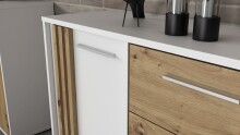 Sideboard >CARDIGAN<  2 Türen, 4 Schübe, Weiss / Artisan Eiche  - 142,6x82,3x34,3cm (BxHxT)