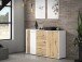 Sideboard >CARDIGAN<  2 Türen, 4 Schübe, Weiss / Artisan Eiche  - 142,6x82,3x34,3cm (BxHxT)