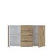 Sideboard >CARDIGAN<  2 Türen, 4 Schübe, Weiss / Artisan Eiche  - 142,6x82,3x34,3cm (BxHxT)