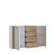 Sideboard >CARDIGAN<  2 Türen, 4 Schübe, Weiss / Artisan Eiche  - 142,6x82,3x34,3cm (BxHxT)