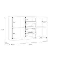 Sideboard >CARDIGAN< 2 Türen, 4 Schübe, Artisan Eiche / Schwarz - 142,6x82,3x34,3cm (BxHxT)