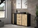 Sideboard >CARDIGAN< 2 Türen, 4 Schübe, Artisan Eiche / Schwarz - 142,6x82,3x34,3cm (BxHxT)