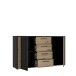 Sideboard >CARDIGAN< 2 Türen, 4 Schübe, Artisan Eiche / Schwarz - 142,6x82,3x34,3cm (BxHxT)