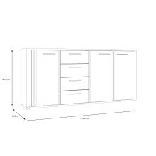 Sideboard >CARDIGAN< 3 Türen, 4 Schübe, Weiss / Artisan Eiche - 179,4x82,3x34,3cm (BxHxT)