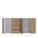 Sideboard >CARDIGAN< 3 Türen, 4 Schübe, Weiss / Artisan Eiche - 179,4x82,3x34,3cm (BxHxT)