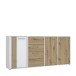 Sideboard >CARDIGAN< 3 Türen, 4 Schübe, Weiss / Artisan Eiche - 179,4x82,3x34,3cm (BxHxT)