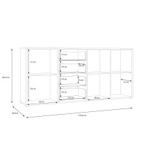 Sideboard >CARDIGAN< 3 Türen, 4 Schübe, Artisan Eiche / schwarz - 179,4x82,3x34,3cm (BxHxT)