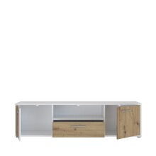 Lowboard >CARDIGAN< 2 Türen, 1 Schub, Weiss / Artisan Eiche  - 162,6x43,9x41,5cm (BxHxT)