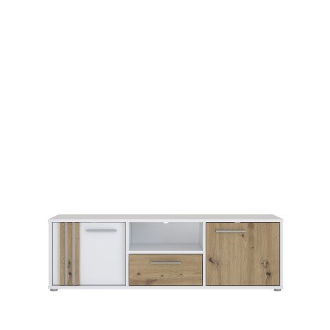 TV-Lowboard >CARDIGAN< 2 Türen, 1 Schub, Weiss / Artisan Eiche - 142,6x43,9x41,5cm (BxHxT)