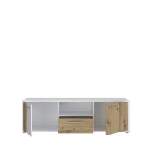 TV-Lowboard >CARDIGAN< 2 Türen, 1 Schub, Weiss / Artisan Eiche - 142,6x43,9x41,5cm (BxHxT)