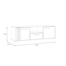 TV-Lowboard >CARDIGAN< 2 Türen, 1 Schub, Weiss / Artisan Eiche - 142,6x43,9x41,5cm (BxHxT)
