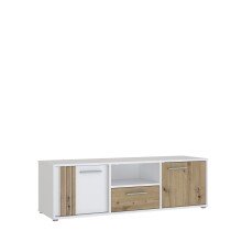 TV-Lowboard >CARDIGAN< 2 Türen, 1 Schub, Weiss / Artisan Eiche - 142,6x43,9x41,5cm (BxHxT)