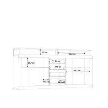 Sideboard >CAVA< 4 Türen, 4 Schübe, Sonoma Eiche / Weiss - 197,5x94,4x36,3cm (BxHxT)