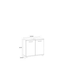Waschbeckenunterschrank >CHAMP< 2 Türen, Betonoptik Dunkelgrau / Weiss Glanz - 69,9x62x28,9cm (B/H/T)
