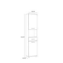 Hochschrank >CHAMP< 2 Türen, 1 Schub, Betonoptik / Weiss Glanz - 40,2x183,6x28,9cm (B/H/T)