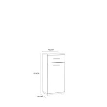 Badkommode >CHAMP< 1 Tür, 1 Schub, Betonoptik / Weiss Glanz - 40,2x87,6x28,9cm (B/H/T)