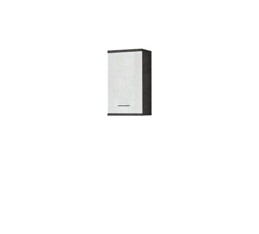 Hängeschrank >CHAMP< Betonoptik / Weiss Glanz  - 40,2x68,8x23,2cm (BxHxT)