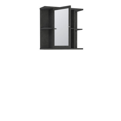 Badezimmerspiegelschrank >CHAMP< in Betonoptik Dunkelgrau - 69,8x68,8x23,2cm (BxHxT)