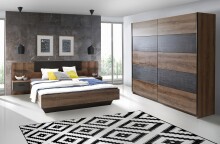 Schwebetürenschrank >CHILLY< in Schwarz Eiche / Schlammeiche - 220,1x209,7x61,2cm (B/H/T)