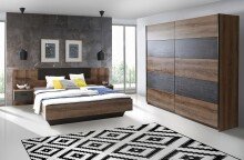 Schwebetürenschrank >CHILLY< in Schwarz Eiche / Schlammeiche - 220,1x209,7x61,2cm (B/H/T)