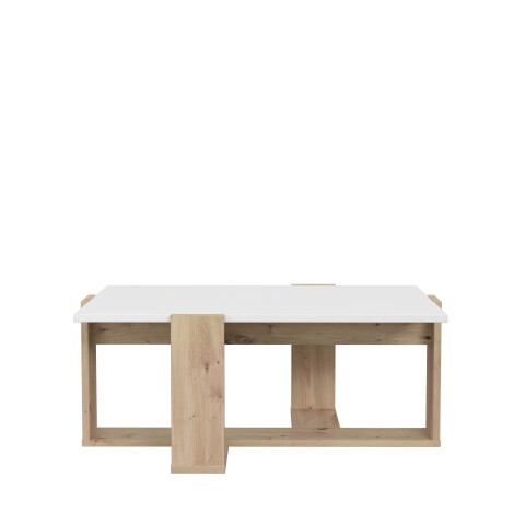 Couchtisch >COFFEE TABLES< in Weiss / Artisan Eiche - 110x45,5x70cm (BxHxT)