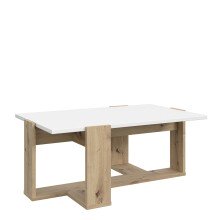 Couchtisch >COFFEE TABLES< in Weiss / Artisan Eiche - 110x45,5x70cm (BxHxT)