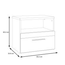 Nachtkommode >DALATE< 1 Schublade, Catania Eiche / Schwarz Matt - 50,2x45,2x33,8 (BxHxT)