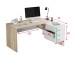 Eckschreibtisch >OFFICE< 3 Schübe, Canadian Eiche Dekor / Artik Weiß - 145x73x102 (BxHxT)