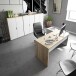 Eckschreibtisch >OFFICE< 3 Schübe, Canadian Eiche Dekor / Artik Weiß - 145x73x102 (BxHxT)